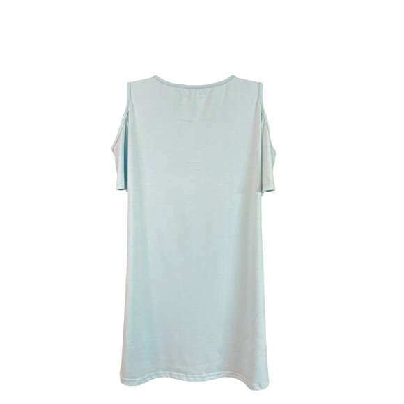 Unbranded Cold Shoulder Swing Tunic Dress M Blue Relaxed Fit Casual Chic Summer - Picture 3 of 9